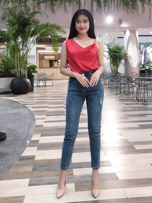 Quần Skinny xanh mài hông B7486 