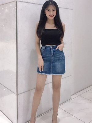 Váy Jeans màu xanh tua gấu V3038