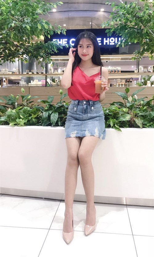 Váy Jeans xanh nhạt mài rách V3175