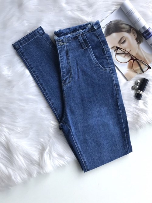 Quần ống côn cạp cao tua rua D6650