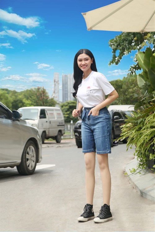 Short jean túi hộp