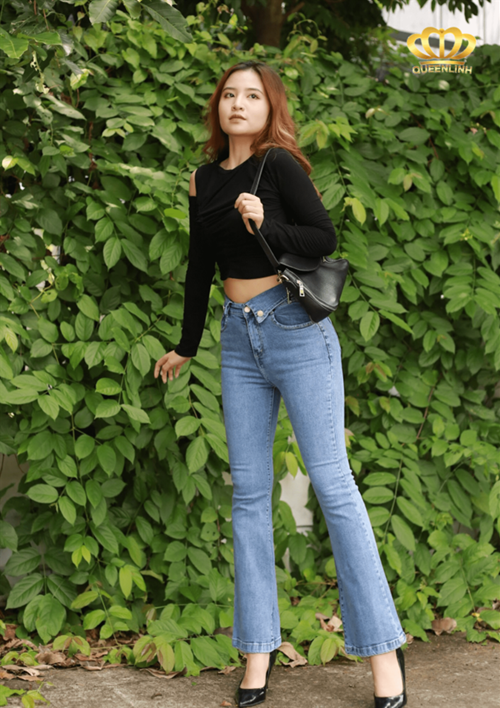 jean ống loe xanh - DV6899