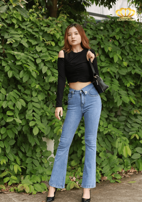 jean ống loe xanh - DV6899