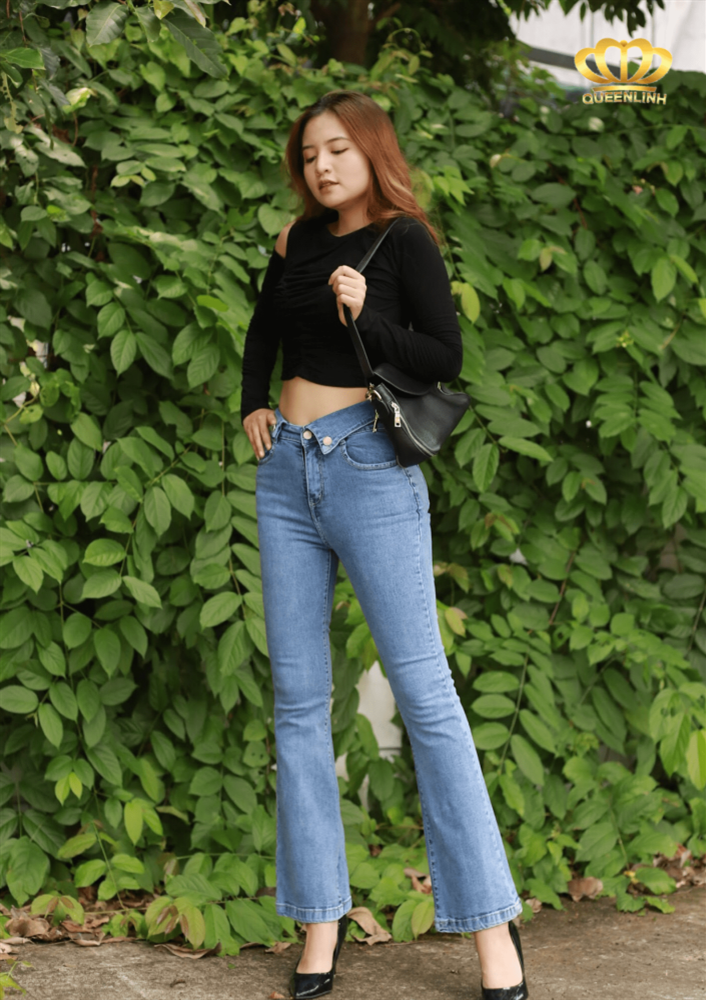 jean ống loe xanh - DV6899