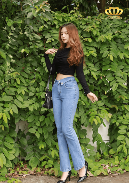 jean ống loe xanh - DV6899