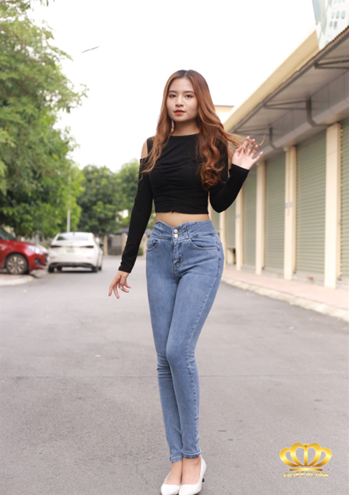 jean skinny cạp chéo